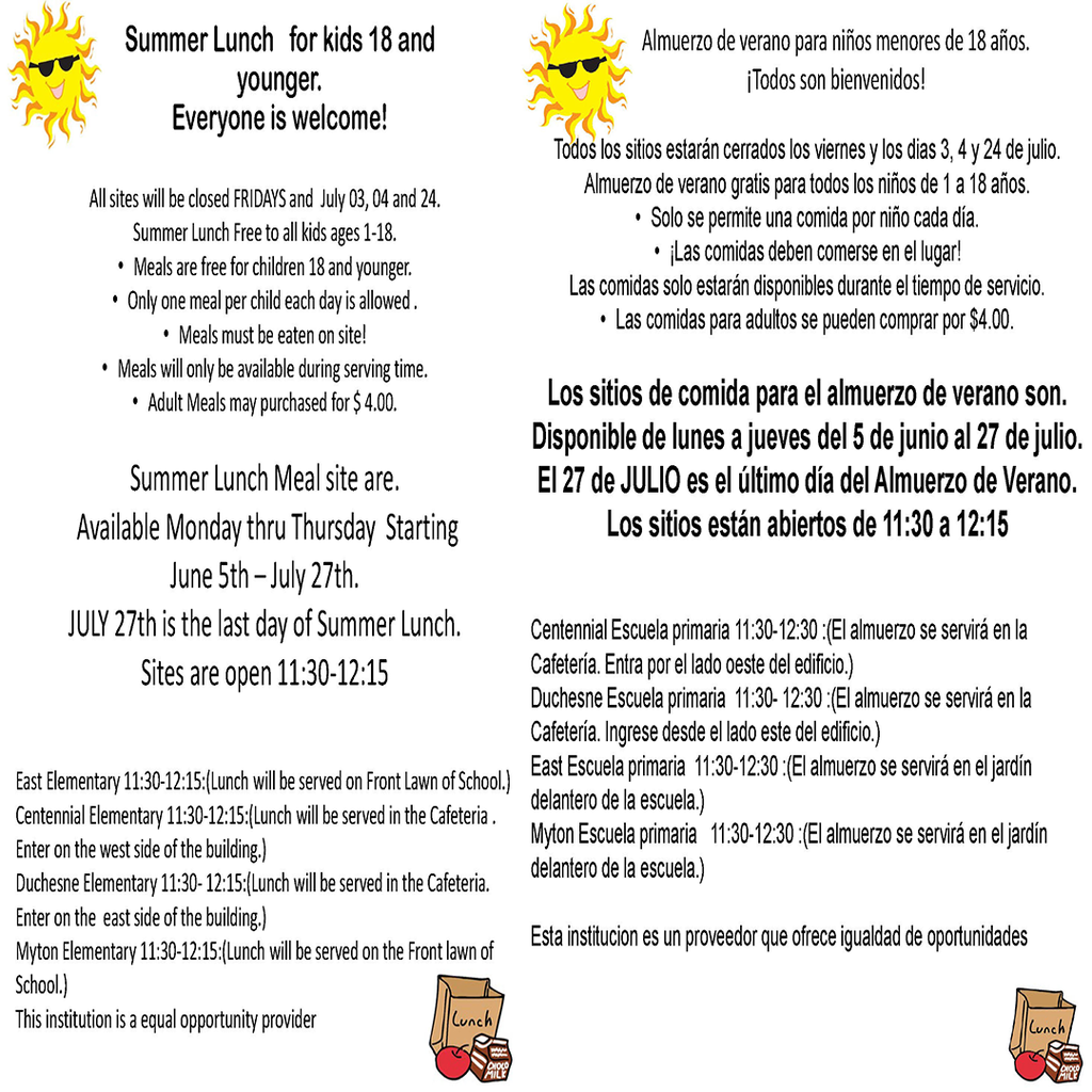 Summer Lunch Flyers