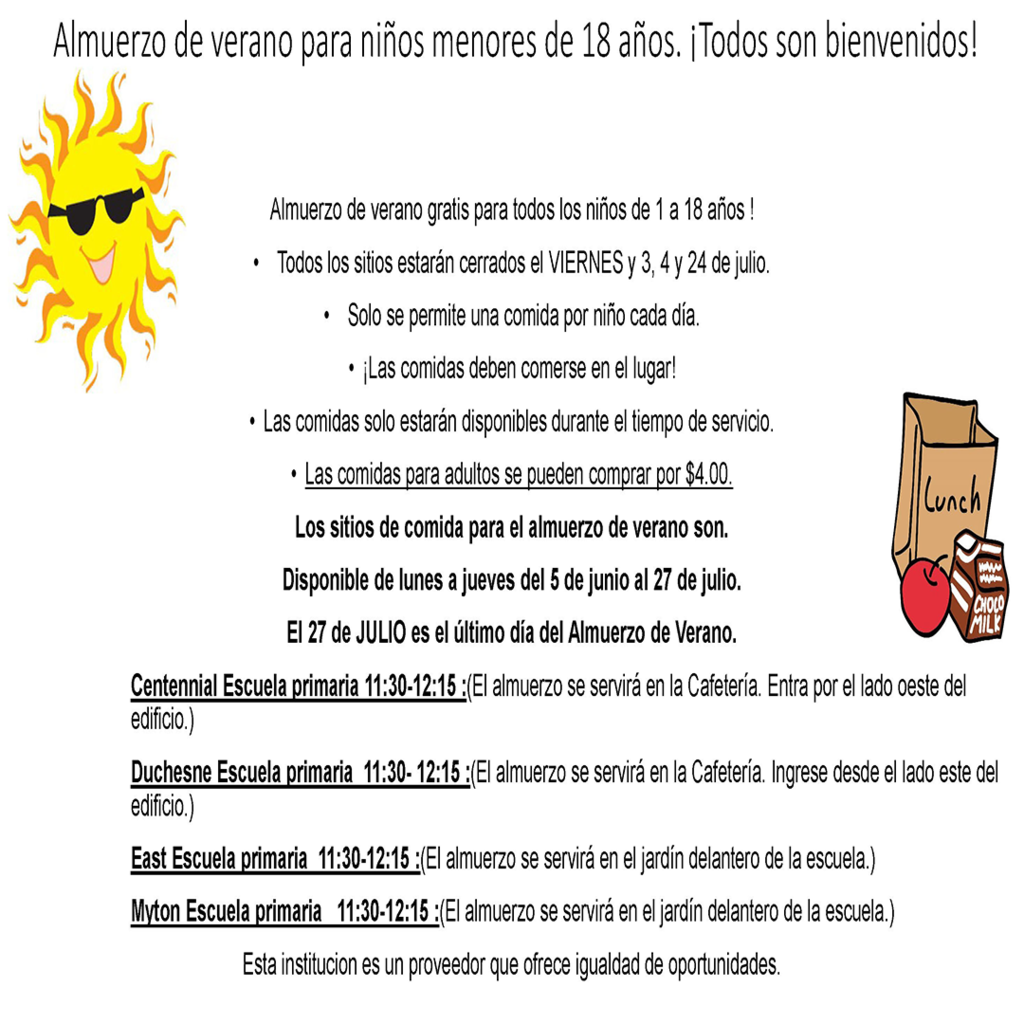 Spanish Version of the Summer Lunch Flyer