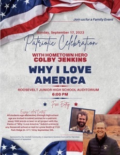 "Patriotic Celebration with Hometown Hero Colby Jenkins. Why I Love America"